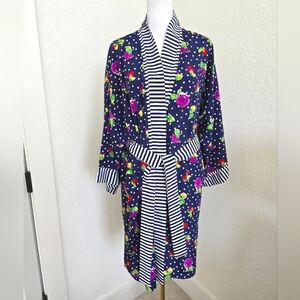 Victoria’s Secret Vintage Kimono Robe Gold Tag Floral Purple Red Blue One Size🌸